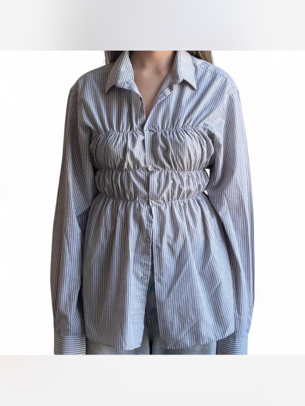 CELOSIA_RE white button up shirt with elastic waist #shirts #feminine